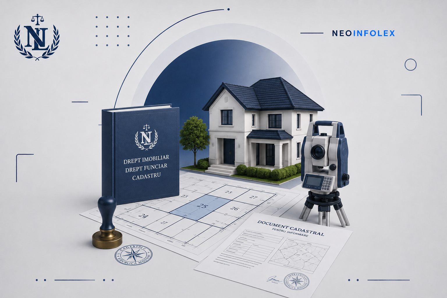 Element vizual abstract pentru serviciul de proprietate și cadastru NeoInfolex