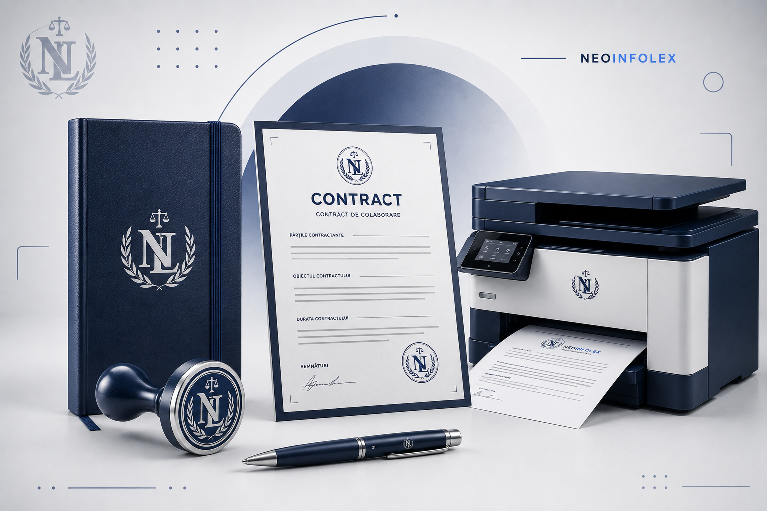 Element vizual abstract pentru serviciul de contracte și afaceri NeoInfolex